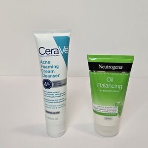 CeraVe Acne Foaming Cream Cleanser And Neutrogena Oil Balancing Mask